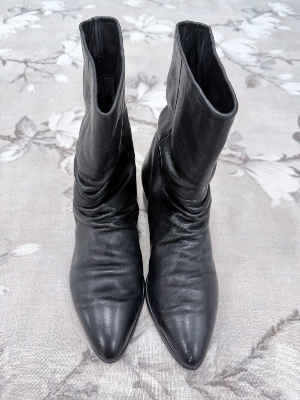 Vintage Jennifer Moore Drifter Black Leather Slouch Boots 7.5 M Macy's 80s 90s